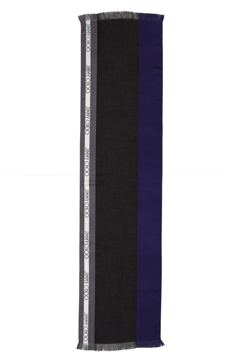 Colorblock Logo Silk Blend Scarf, Main, color, ELECTRIC BLUE