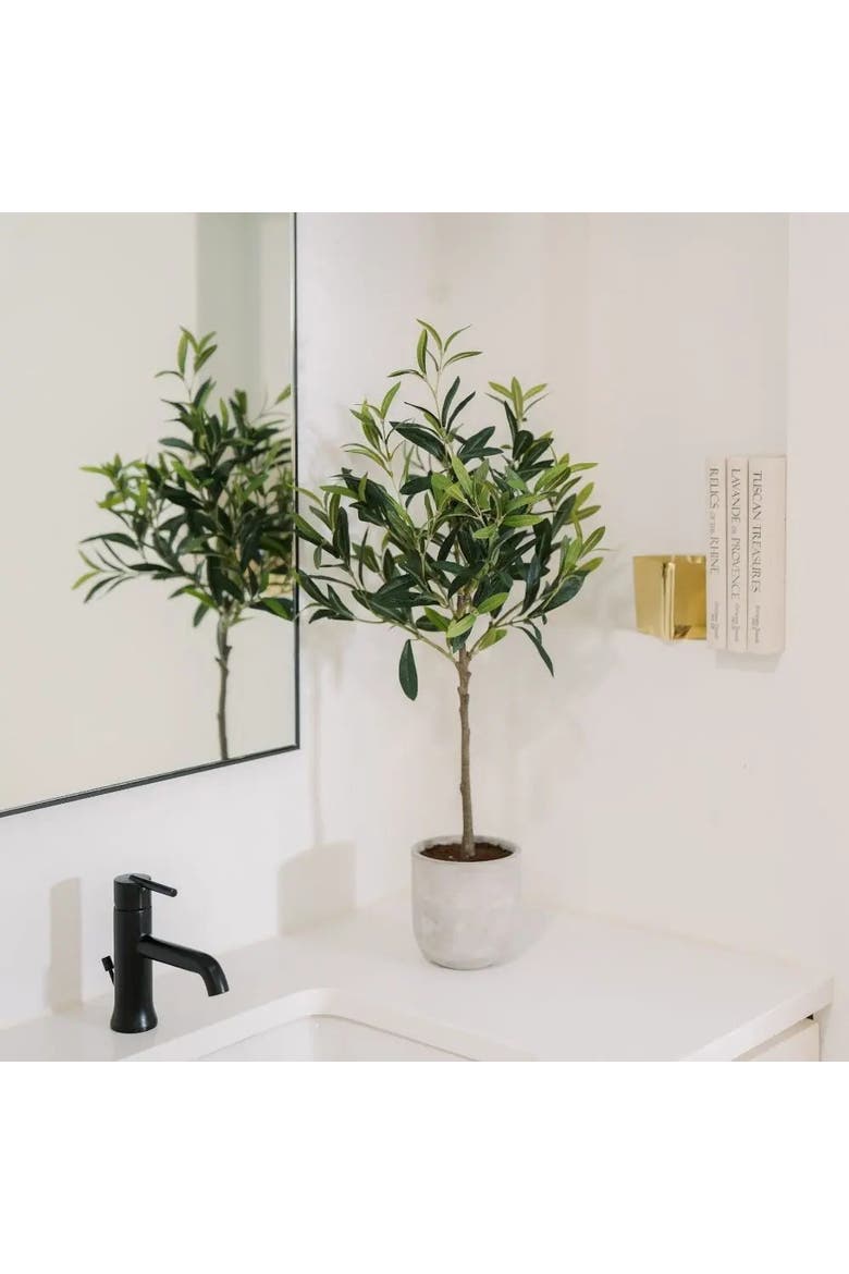 29" Artificial Olive Tree - Set of Two, Alternate, color, Green