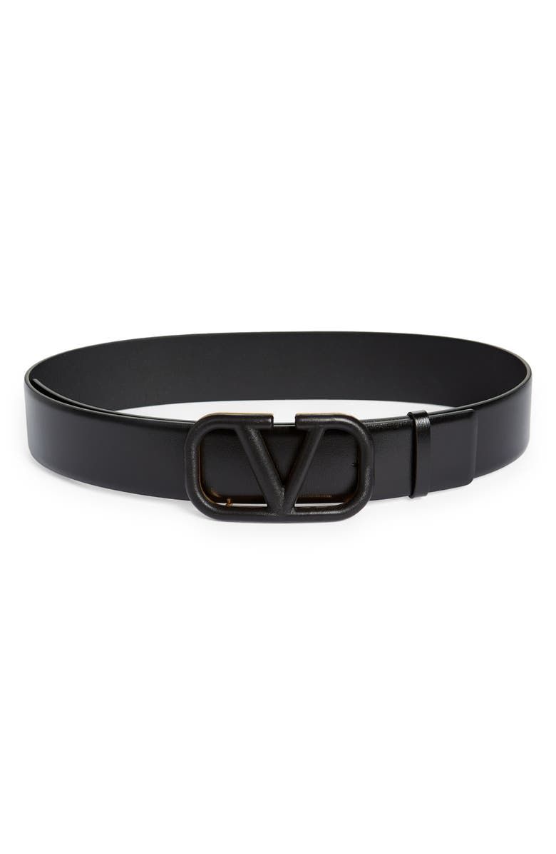 Valentino Garavani Women's VLOGO Leather Belt, Main, color,