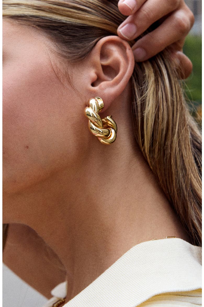 Auren Twist Earrings, Alternate, color, GOLD