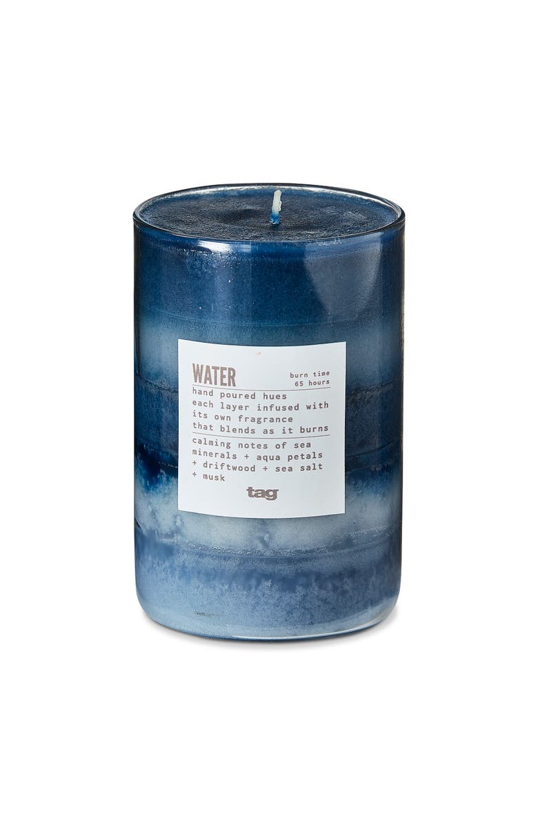 tag Water Themed Scented Paraffin Wax Pillar Candle Medium Blue, Main, color, Blue
