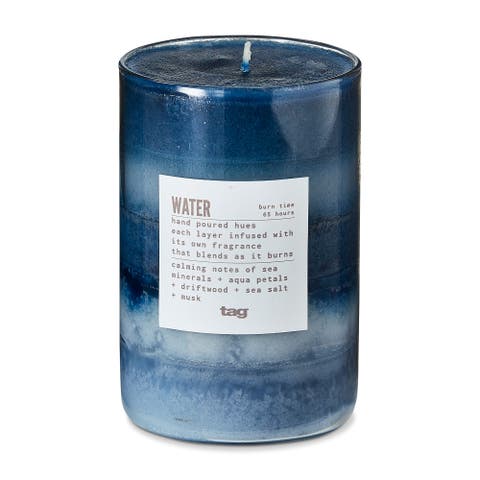 Water Themed Scented Paraffin Wax Pillar Candle Medium Blue