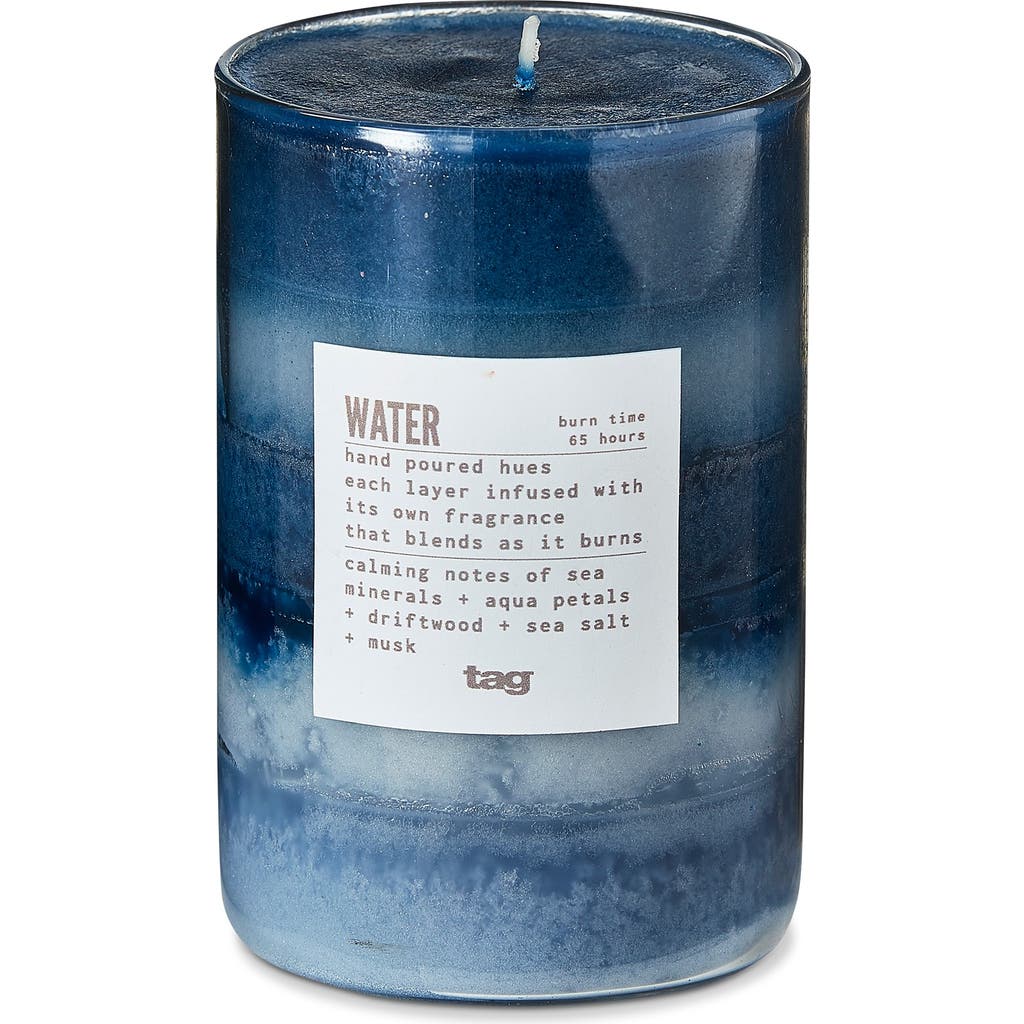 Tag Water Themed Scented Paraffin Wax Pillar Candle Medium Blue In Blue