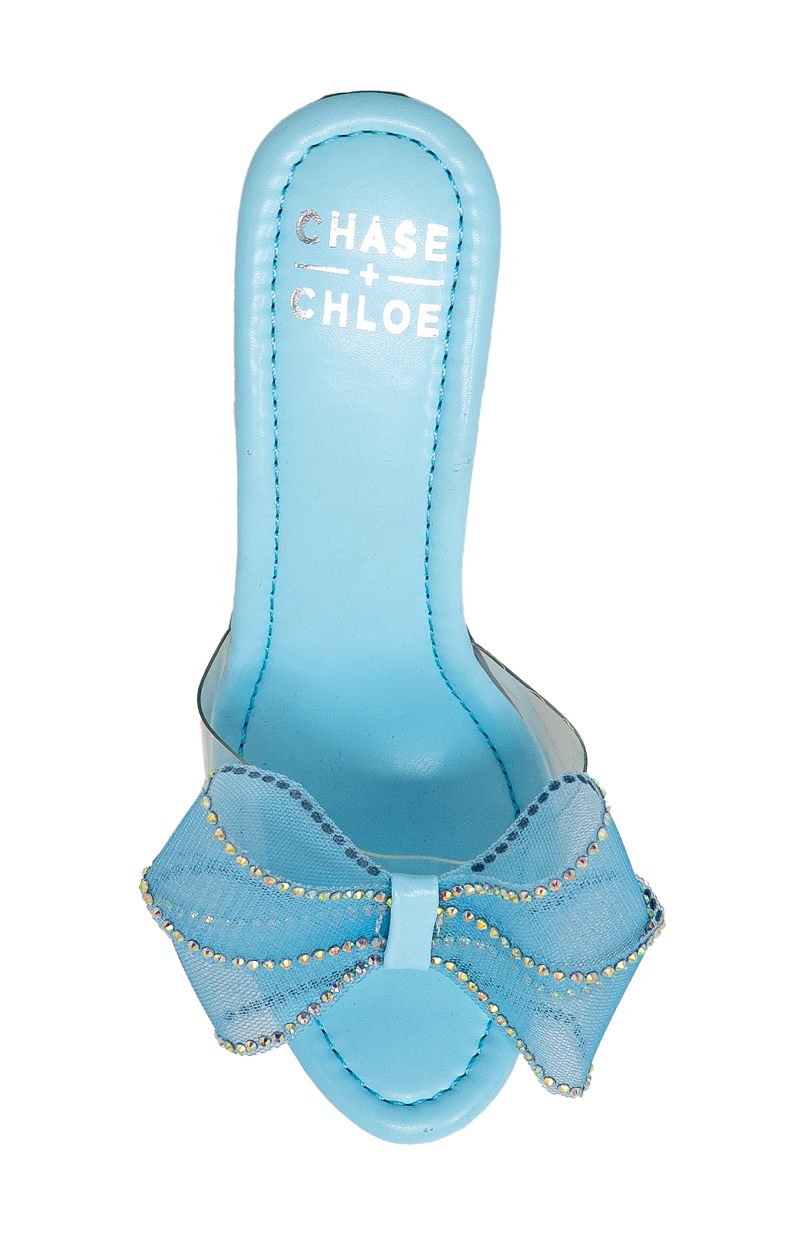 Rhinestone Bow Platform Sandal, Alternate, color, CLEAR BLUE