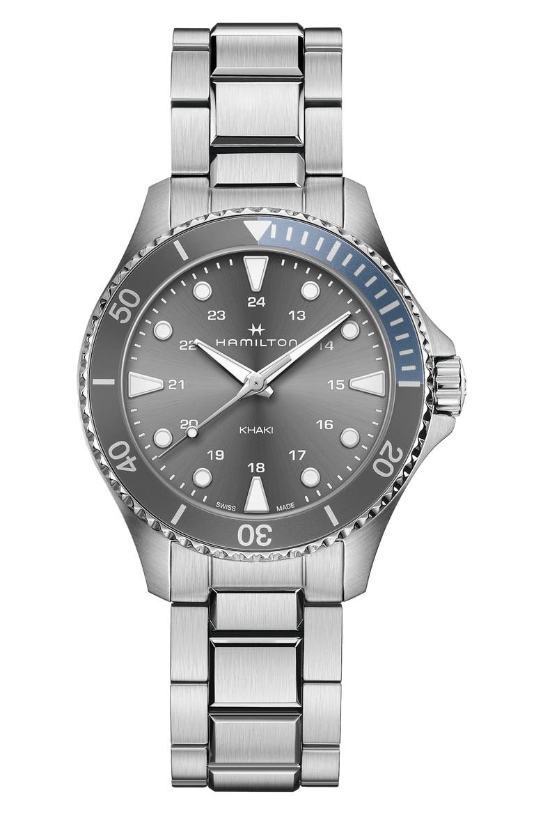 Khaki Navy Scuba Bracelet Watch, 37mm, Main, color, SILVER
