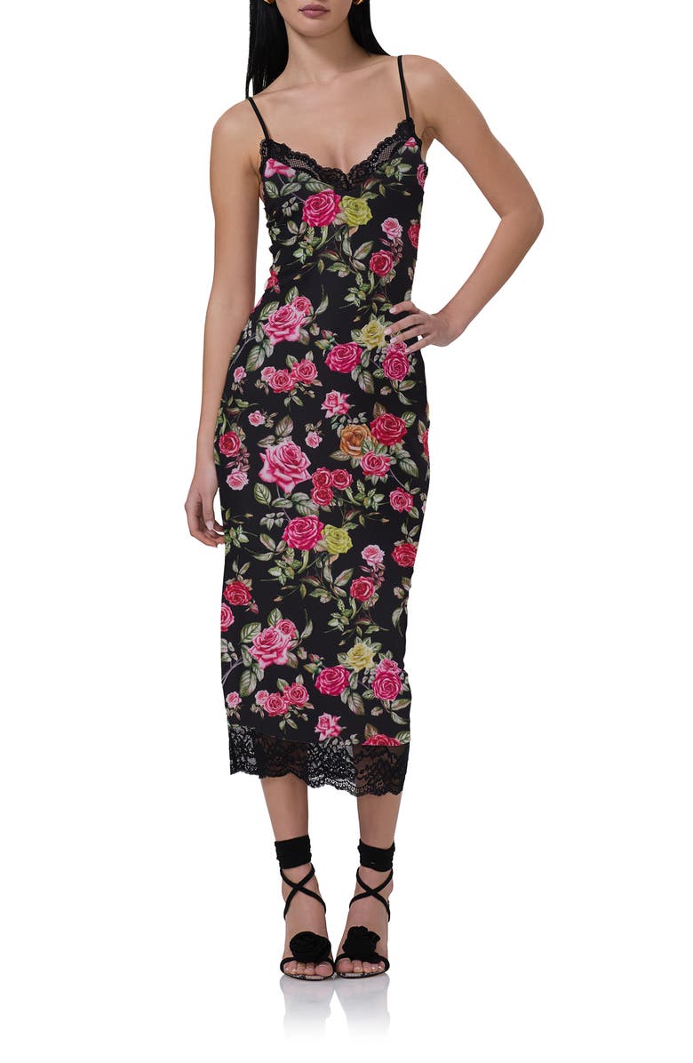 AFRM Nissa Lace Trim Midi Slipdress, Main, color,