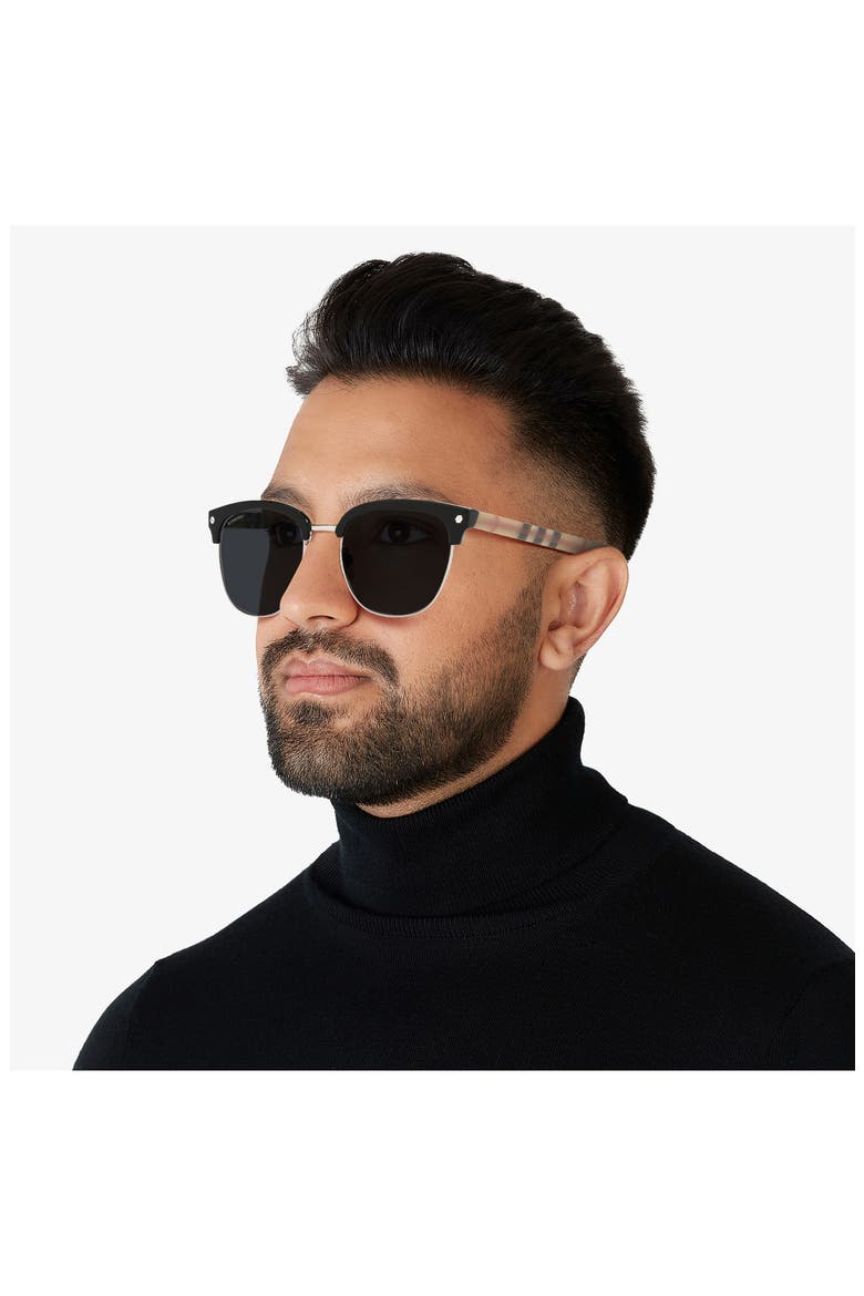 55mm Browline Sunglasses, Alternate, color, BLACK/ GREY