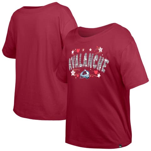 Girl's Youth New Era  Dark Red Colorado Avalanche Flip Sequin T-Shirt