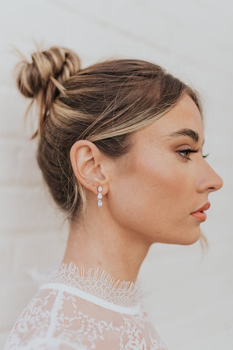 Baha Crystal Earrings, Alternate, color, Silver