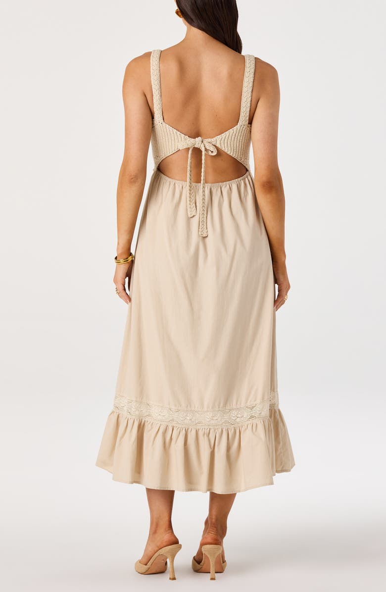 ASTR the Label Jacquelin Mixed Media Back Cutout Midi Dress, Alternate, color, Natural