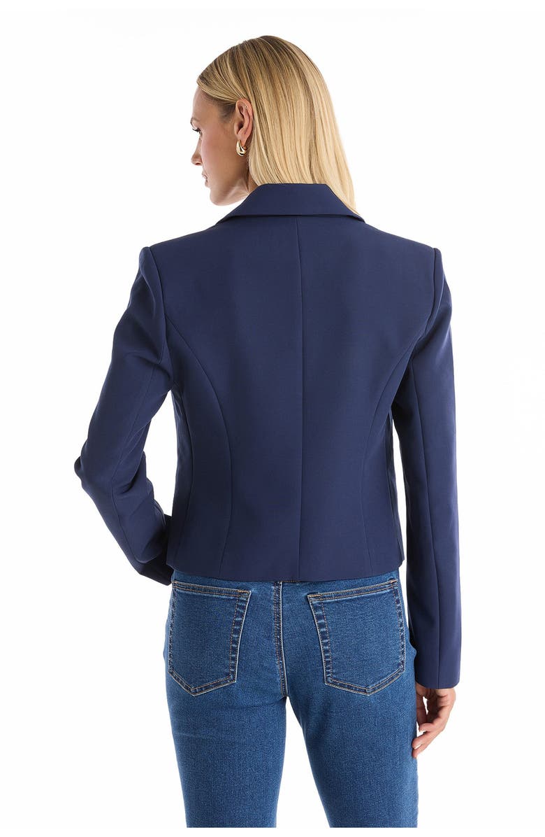 The Noli Shop Gabrielle Tweed Double Breasted Blazer, Alternate, color, Navy