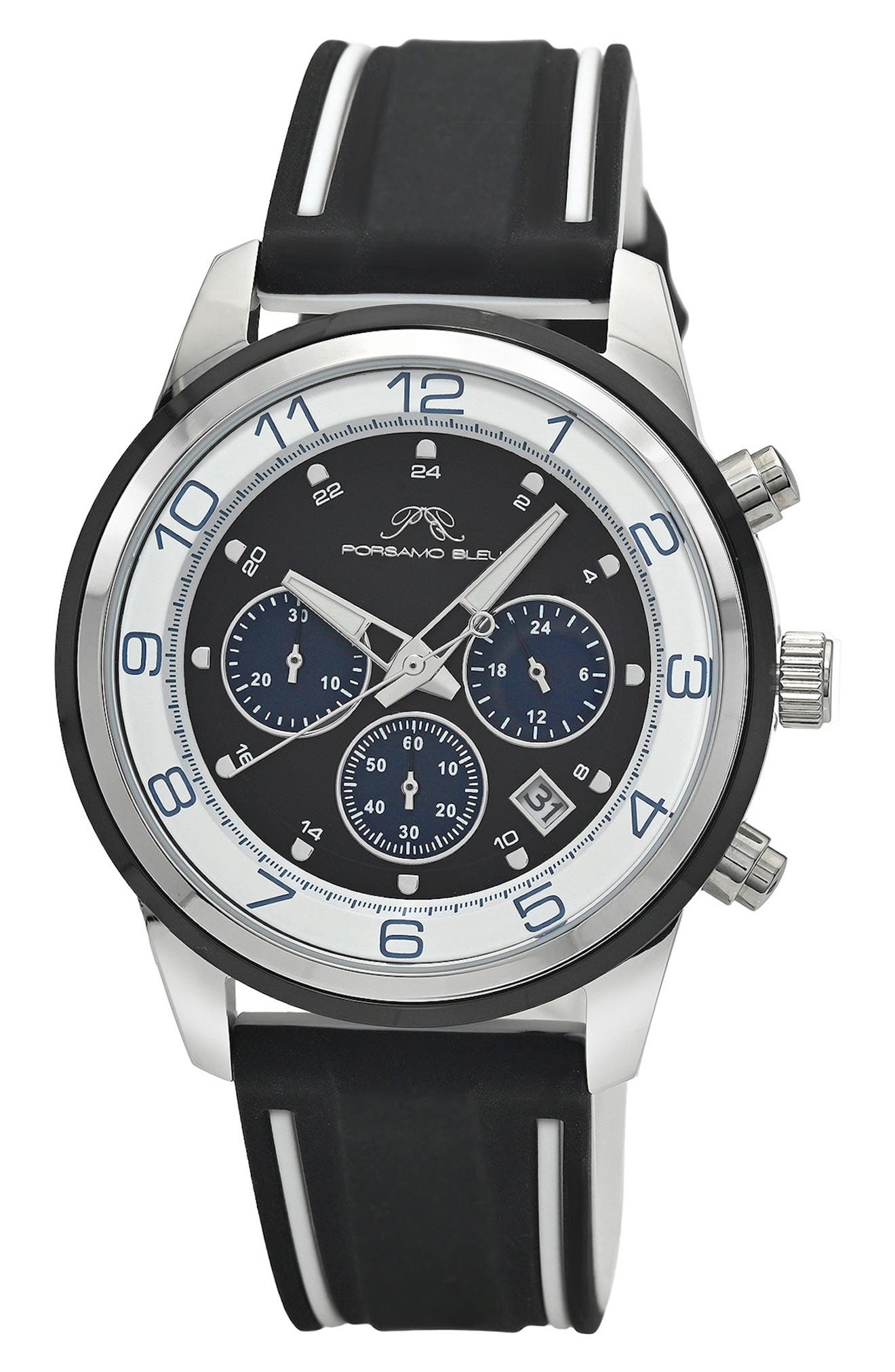 Arthur Chronograph Leather of Silicone Strap Watch, 44mm