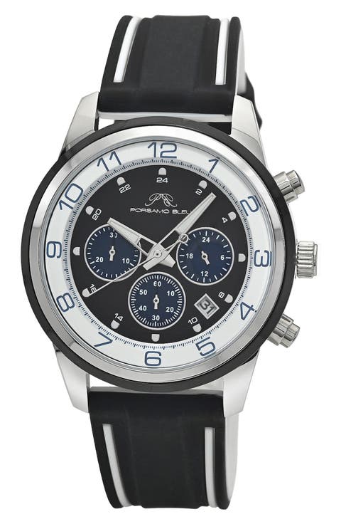 Arthur Chronograph Leather of Silicone Strap Watch, 44mm