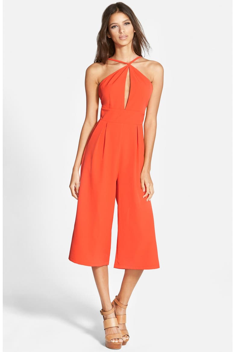 Keyhole Culotte Jumpsuit, Main, color, ORANGE