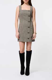 French Connection Houndstooth Sleeveless Button Front Minidress