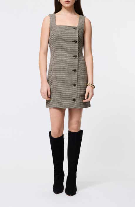French Connection Houndstooth Sleeveless Button Front Minidress