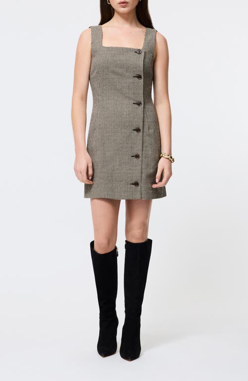 French Connection Houndstooth Sleeveless Button Front Minidress In Multi