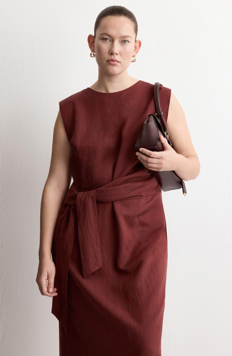 MANGO Sleeveless Sash Midi Dress, Alternate, color,