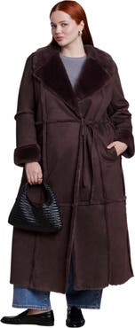 ELOQUII Long Fleece Lined Coat (plus)
