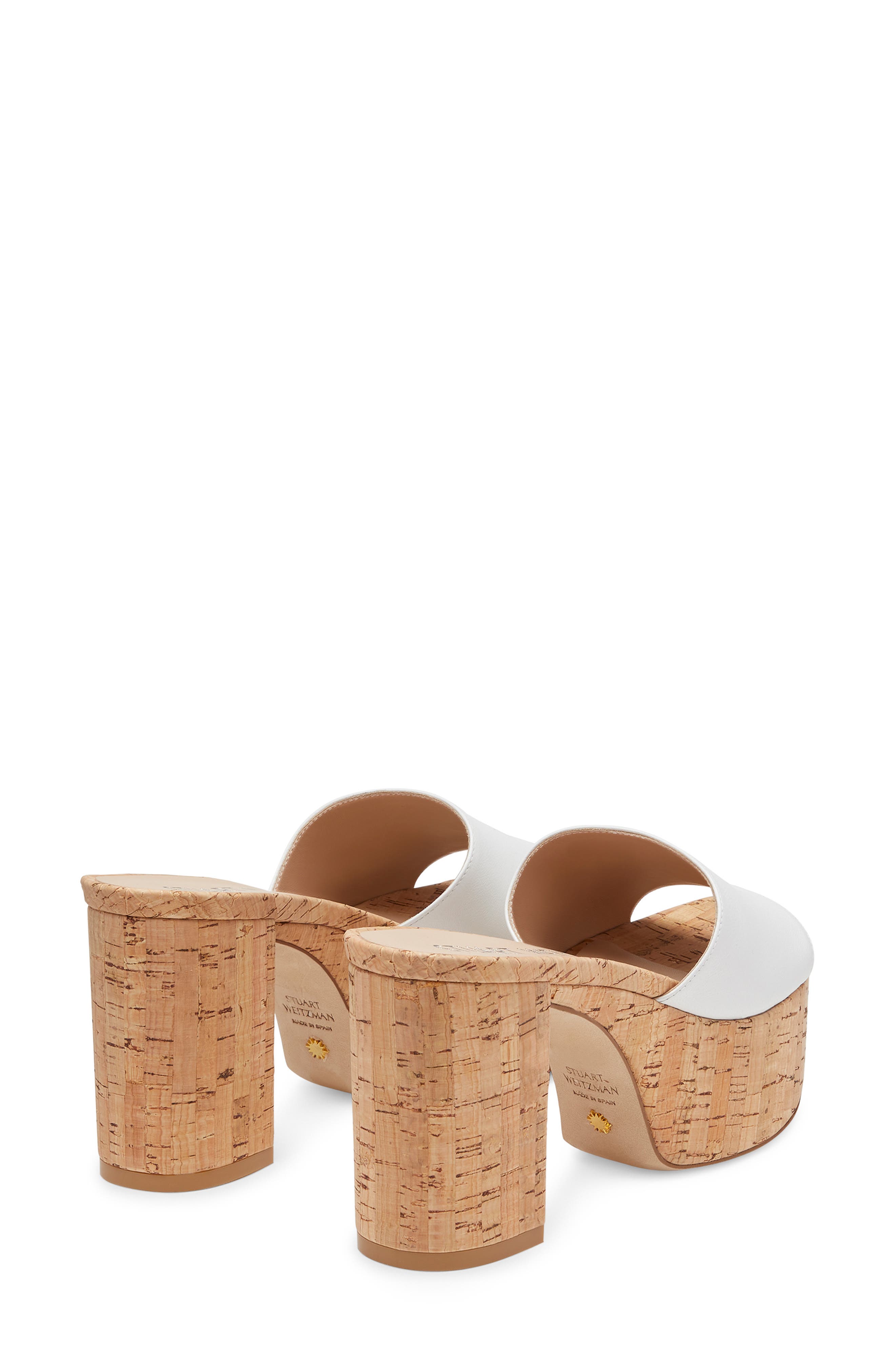 Stuart Weitzman Squarehigh Platform 95 Slide Sandal, Alternate, color, White.