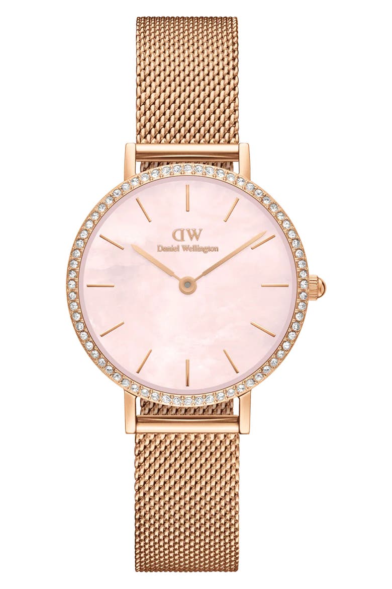 Petite Lumine Mesh Strap Watch, 28mm, Main, color, ROSE GOLD