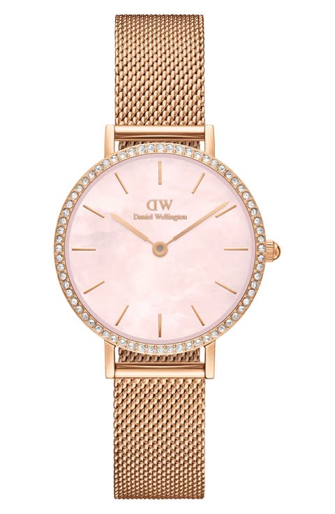 Petite Lumine Mesh Strap Watch, 28mm