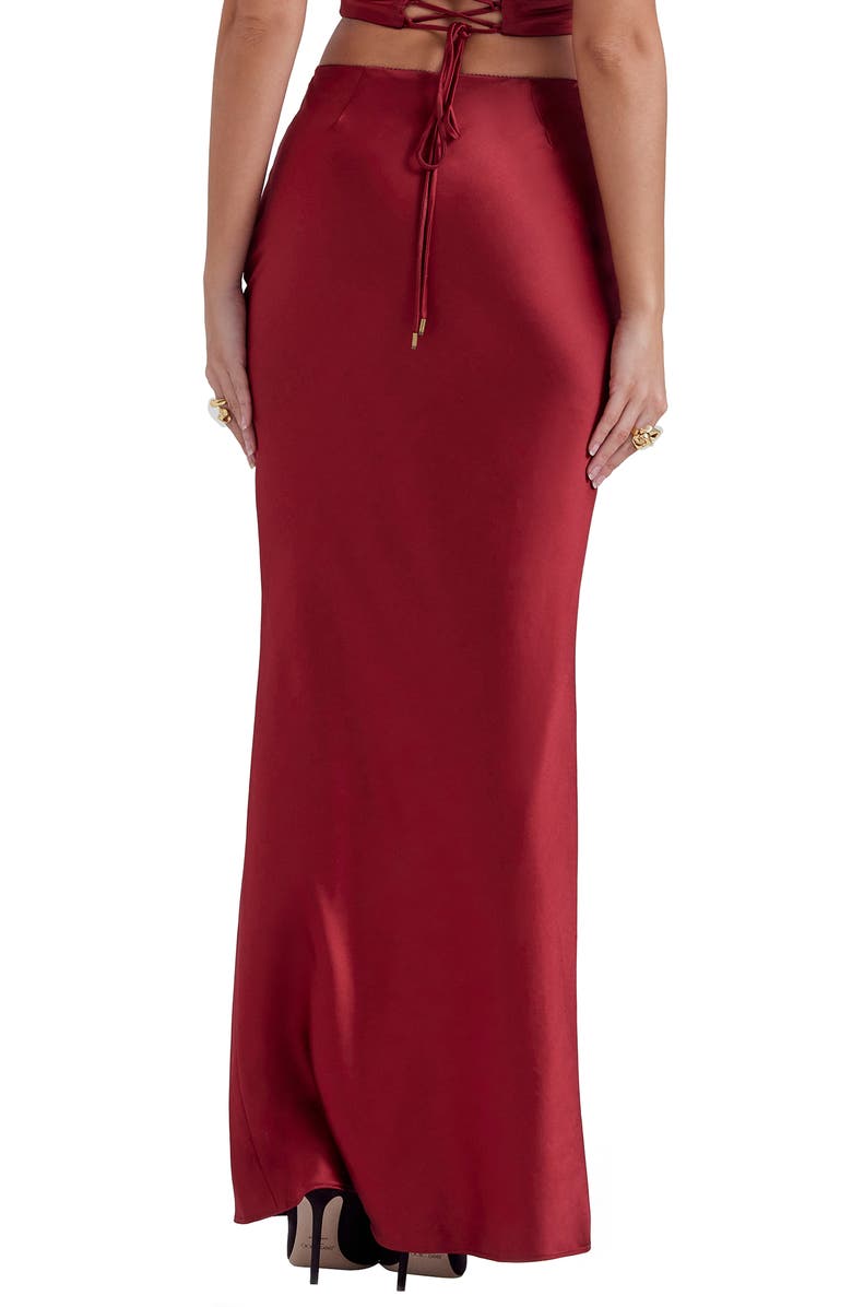 HOUSE OF CB Sydel Bias Cut Satin Maxi Skirt, Alternate, color, Blood Red