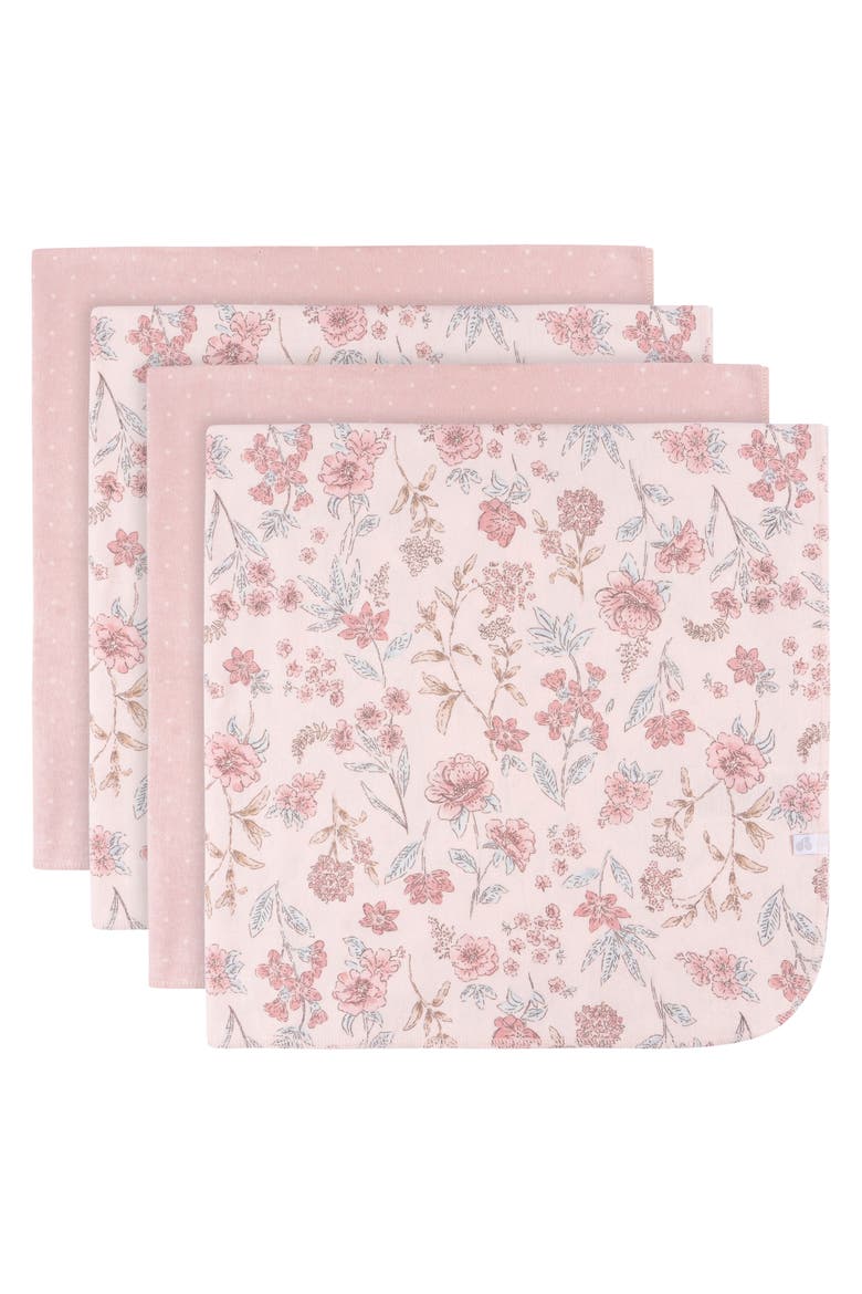 Pink Cotton Flannel Swaddles 4-Pack, Main, color, Floral