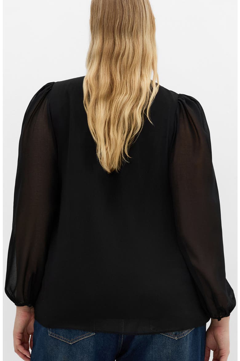 Kelly Sheer Sleeve Top, Alternate, color, BLACK