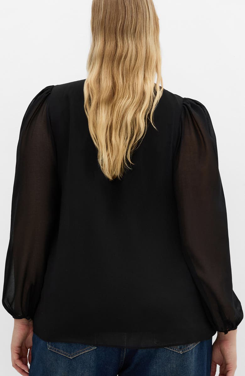 City Chic Kelly Sheer Sleeve Top, Alternate, color, Black