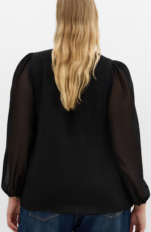 City Chic Kelly Sheer Sleeve Top In Black