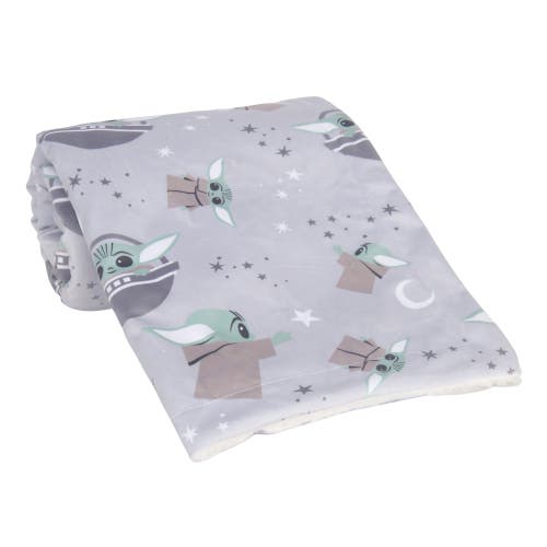Lambs & Ivy Star Wars Cozy Friends Baby Yoda/grogu Fleece Baby Blanket In Gray