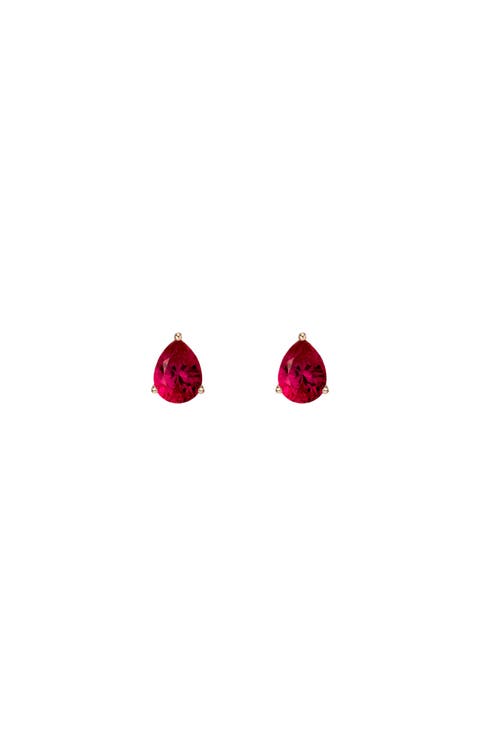 Pear Gemstone Solitaire Stud Earrings