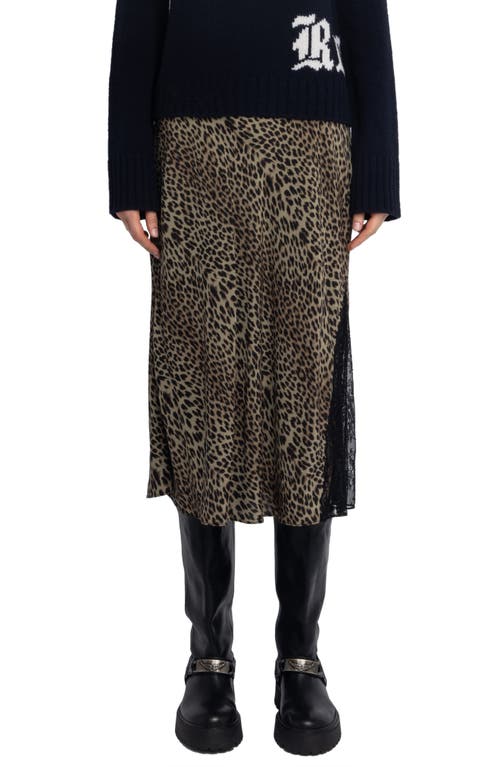 Zadig & Voltaire Womens Leaves Jayla Leopard-print Woven Midi Skirt In Brown