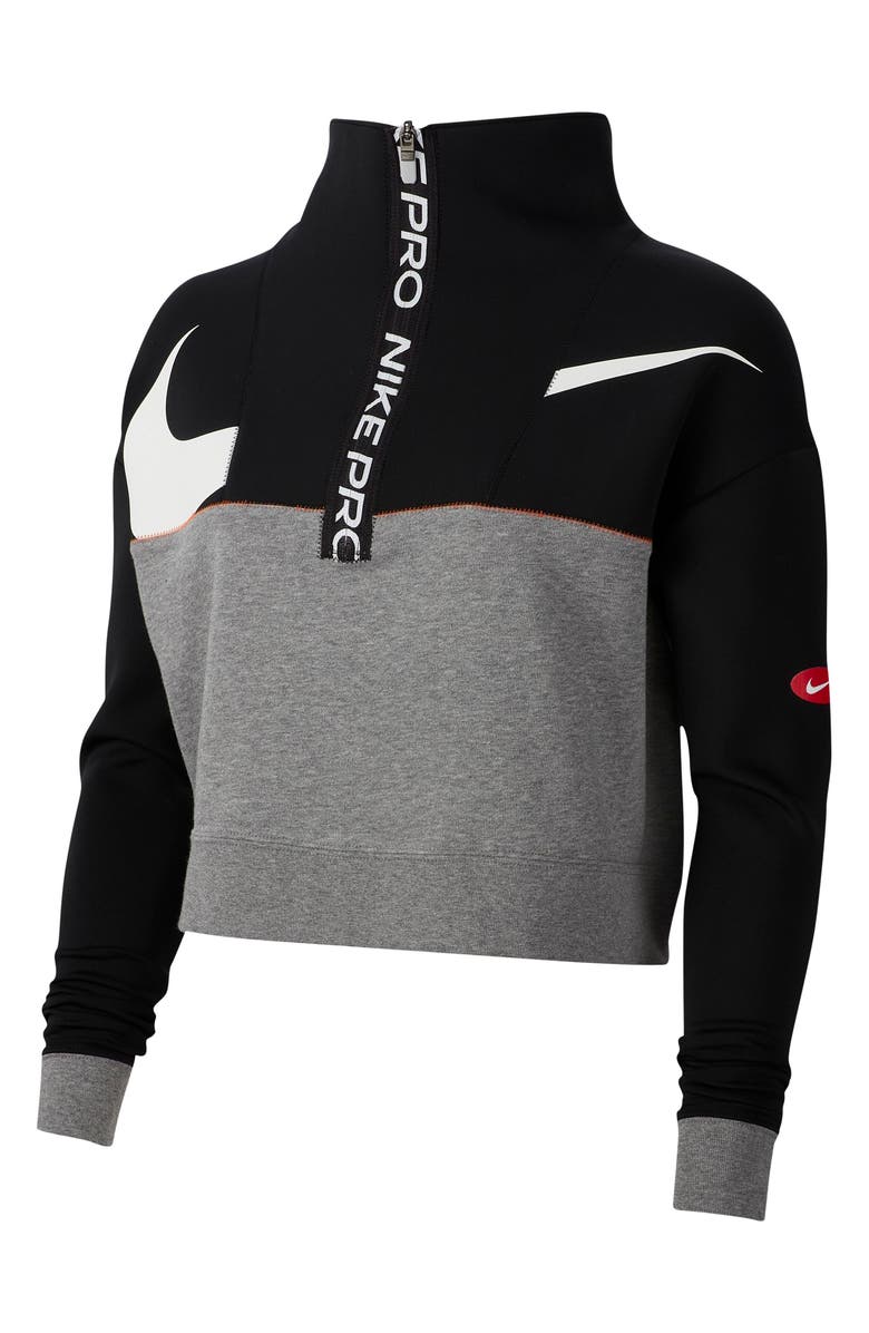 Nike Pro Dri-FIT Get Fit Crop Fleece Half Zip Pullover, Alternate, color, 