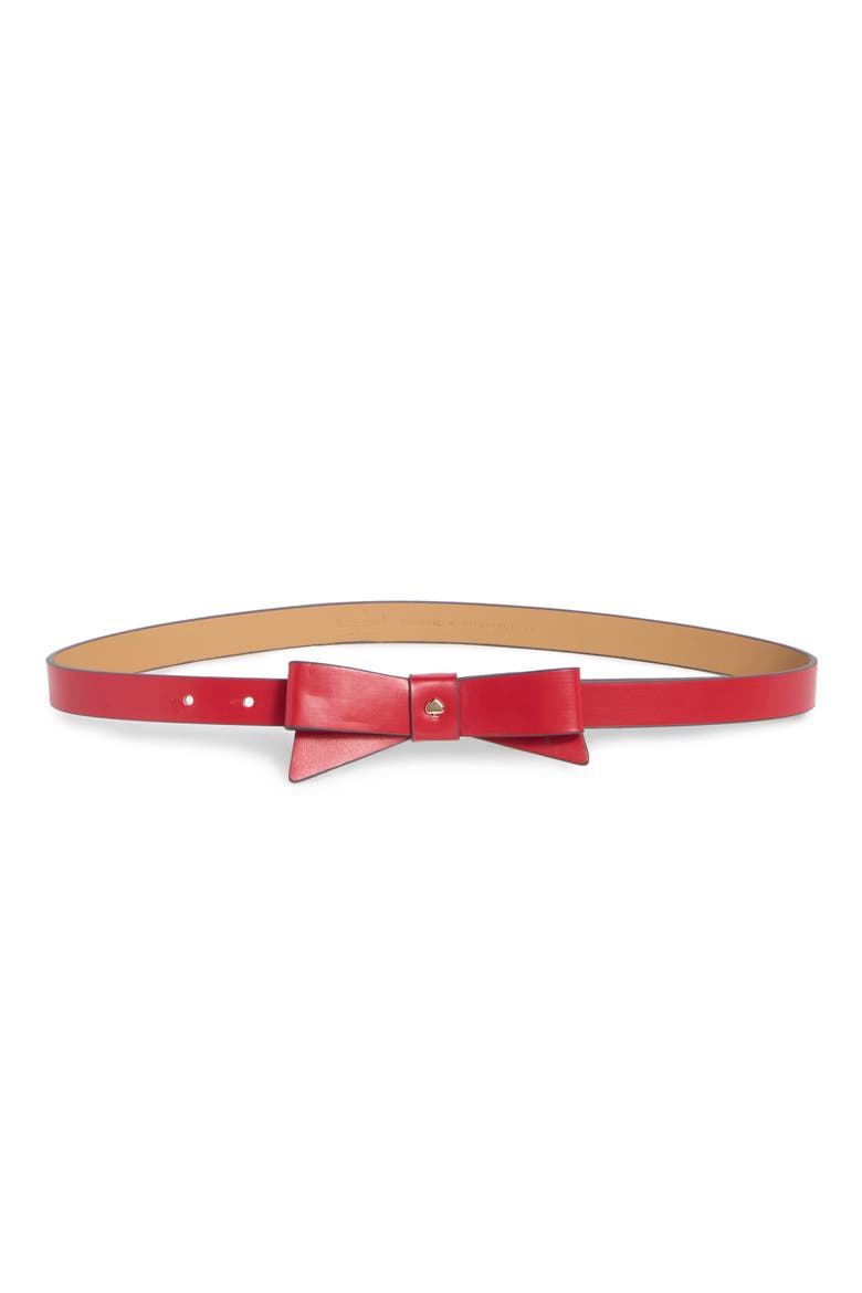 spade bow leather belt, Main, color, RIPE APPLE / POLISHED GOLD 621