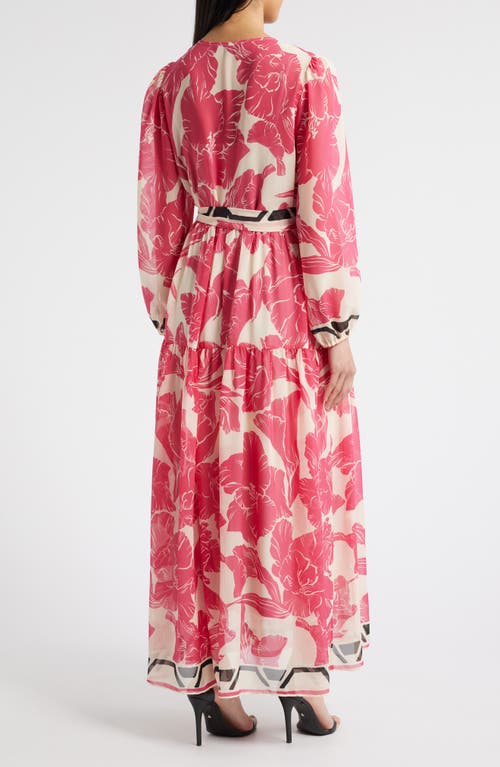 Julia Jordan Floral Print Long Sleeve Maxi Dress In Pink