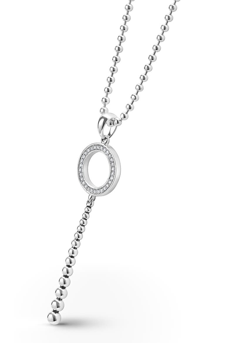 Enso Caviar Bead & Diamond Y-Necklace, Alternate, color, SILVER/DIAMOND