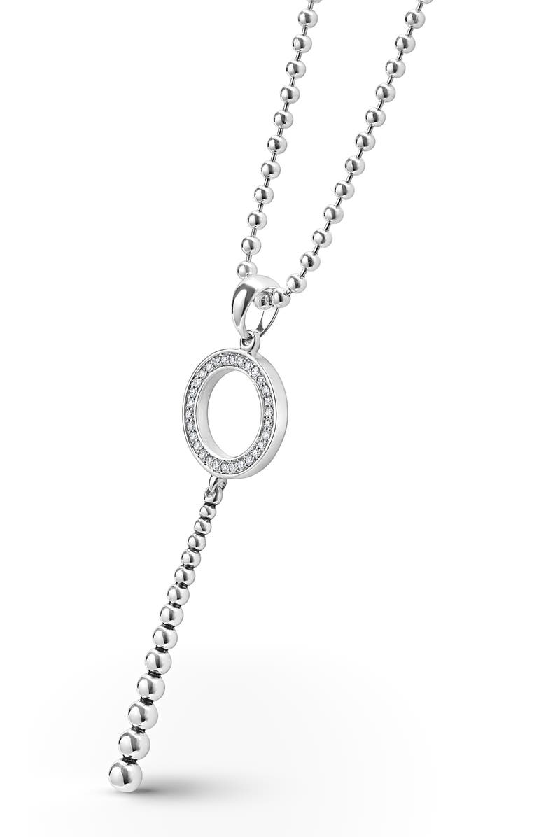 LAGOS Enso Caviar Bead & Diamond Y-Necklace, Alternate, color, Silver/Diamond
