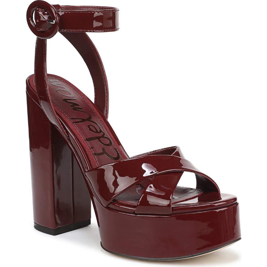 Sam Edelman Savannah Ankle Strap Platform Sandal In Burgundy