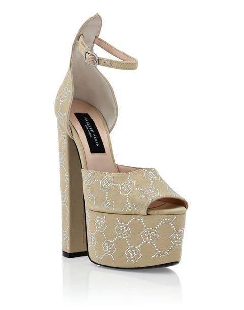 Sandals High Heels Strass Monogram Women