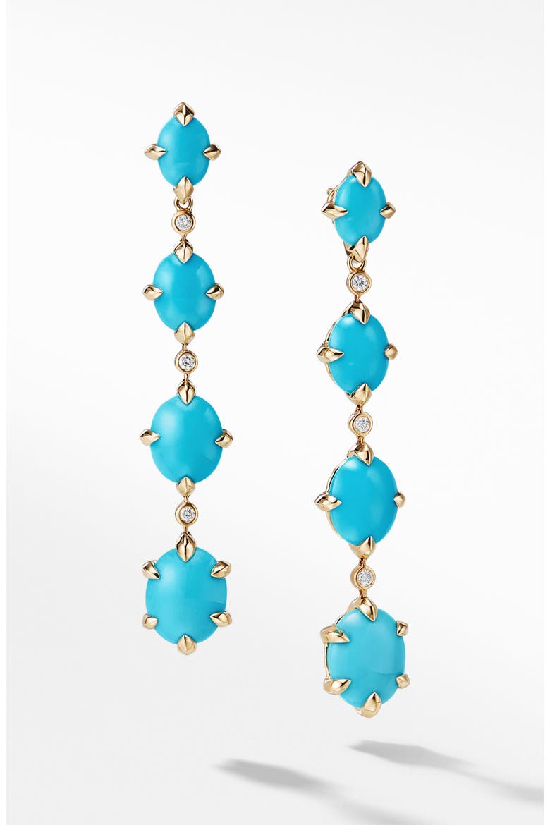 Châtelaine® 18k Gold Drop Earrings with Diamonds, Main, color, GOLD/ DIAMOND/ TURQUOISE