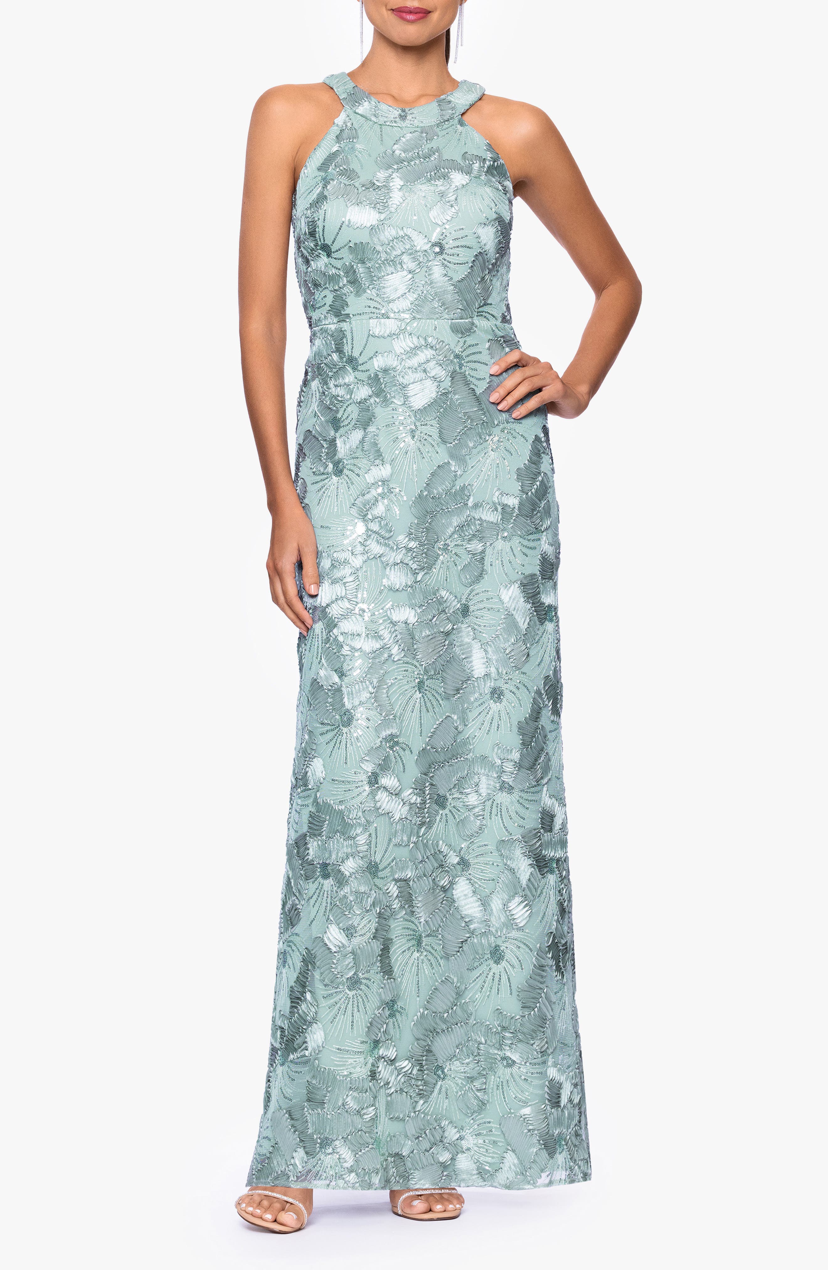 Sequin Floral Sleeveless Gown - image 3