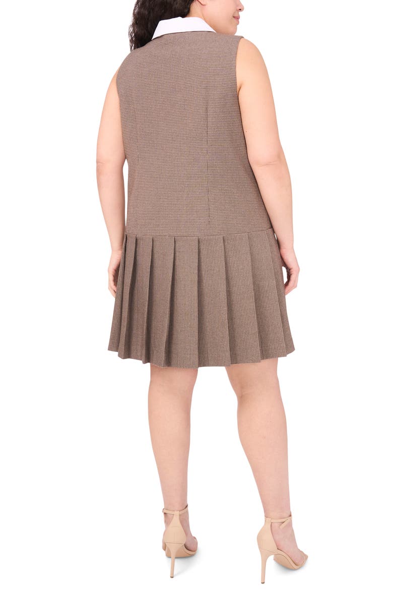 Houndstooth Sleeveless Pleated Dress, Alternate, color, SAFARI