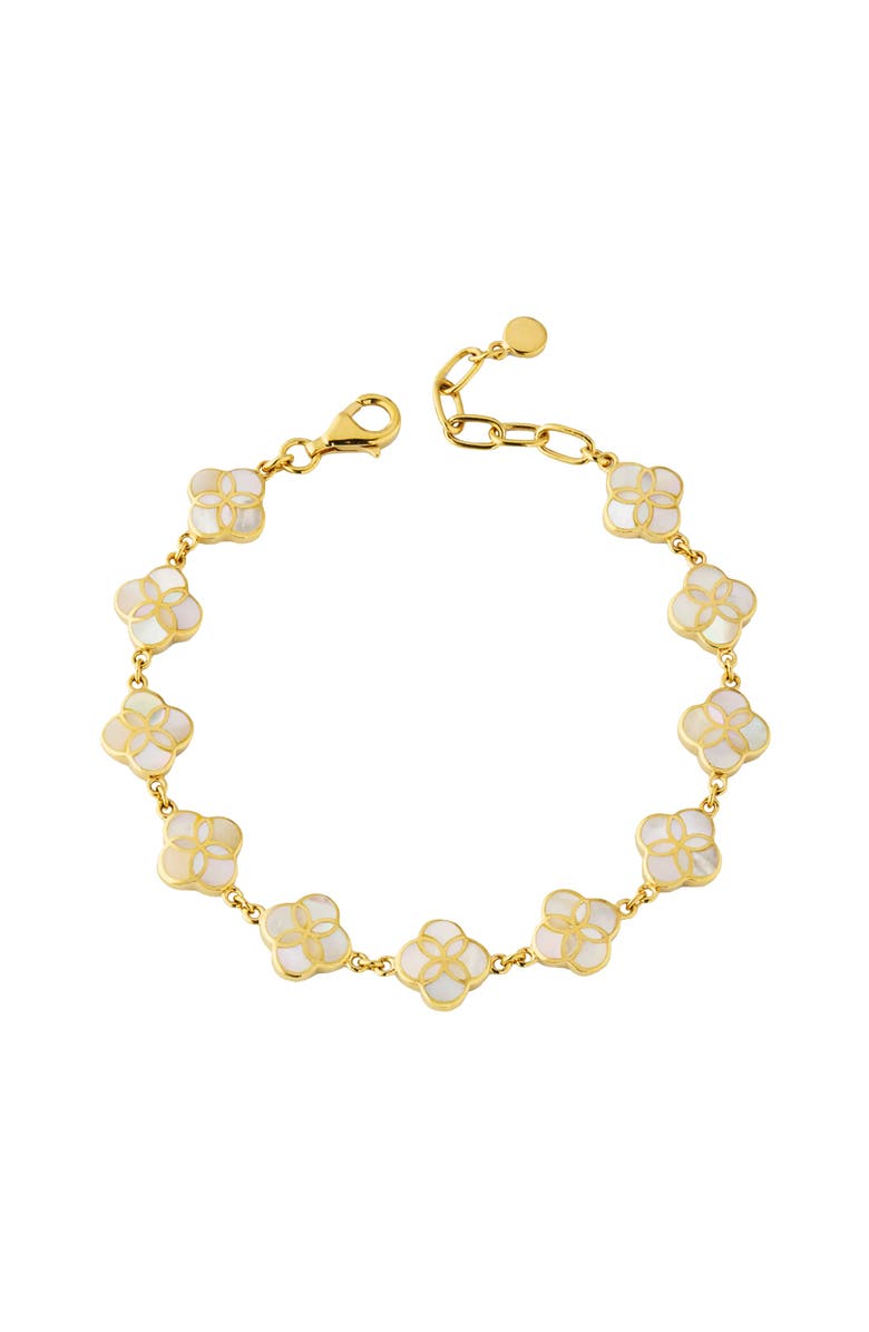 Jan Leslie Sterling With 18K Gold Overlay And Gemstones All Over Petal Bracelet, Alternate, color, White