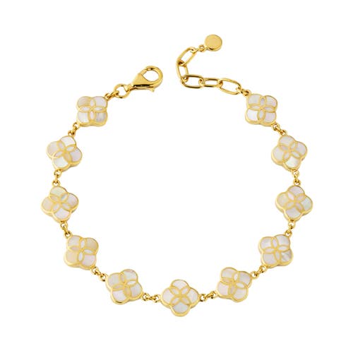 Jan Leslie Sterling With 18k Gold Overlay And Gemstones All Over Petal Bracelet In White
