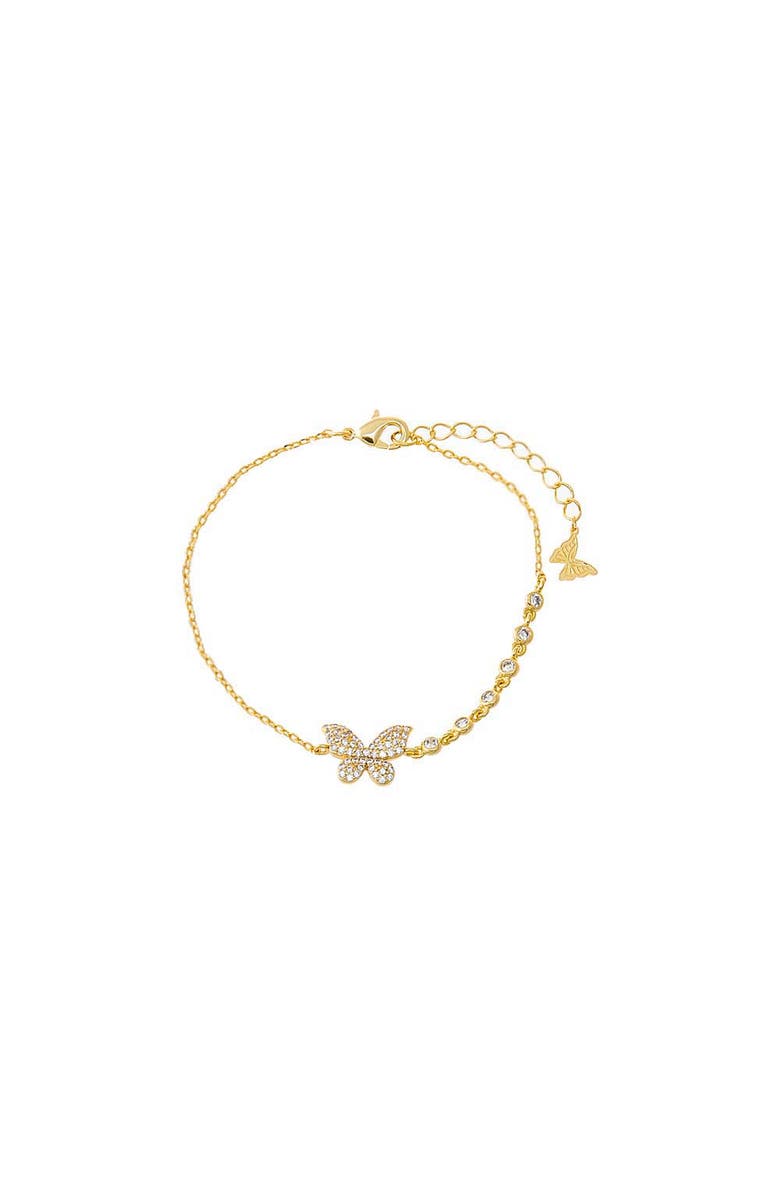 BY ADINA EDEN Pave Butterfly X CZ Embedded Chain Bracelet, Main, color, 