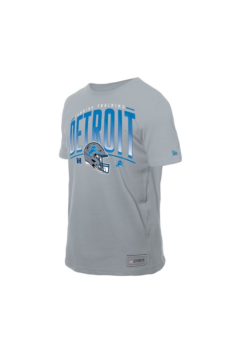 Men's New Era Silver Detroit Lions Combine Authentic Helmet T-Shirt, Alternate, color, Silver