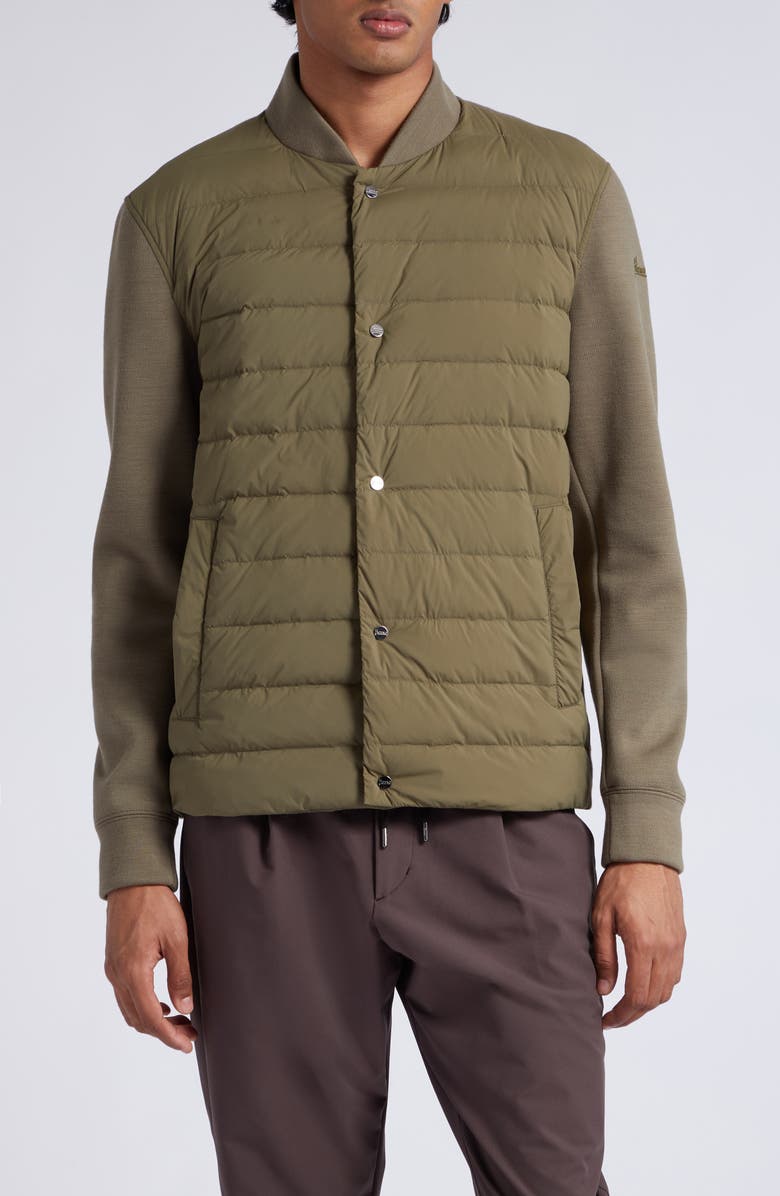 Herno Quilted Nylon & Knit Bomber Jacket, Main, color, 