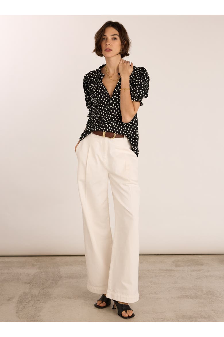 Nolan Polka Dot V-Neck Blouse, Alternate, color, Black Polka